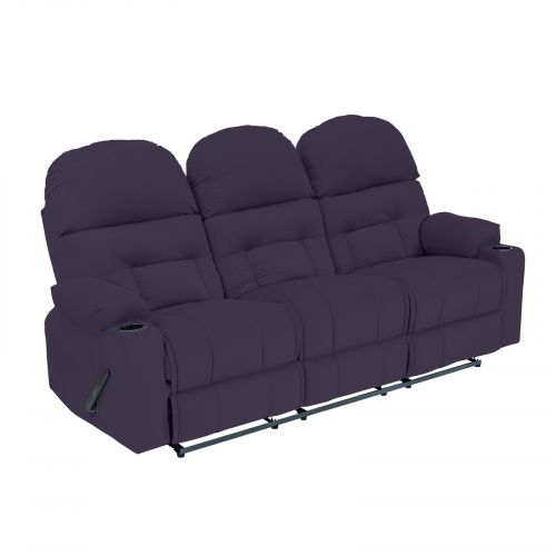 Velvet Triple Classic Cinematic Recliner Chair, Dark Purple, NZ80, In House