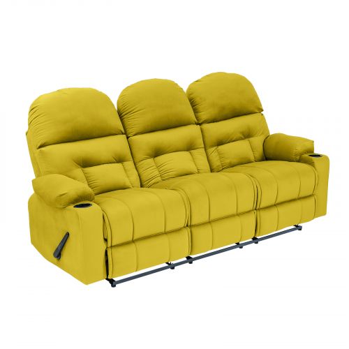Velvet Triple Classic Cinematic Recliner Chair, Gold, NZ80, In House