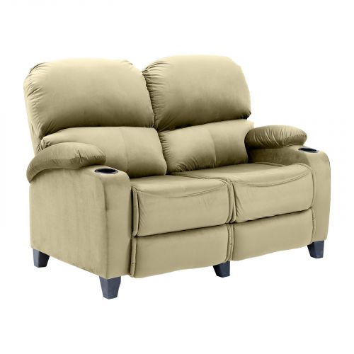 Velvet Double Classic Cinematic Recliner Chair, Dark Ivory, NZ70, In House