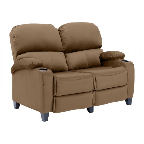 Velvet Double Classic Cinematic Recliner Chair, Light Brown, NZ70, In House