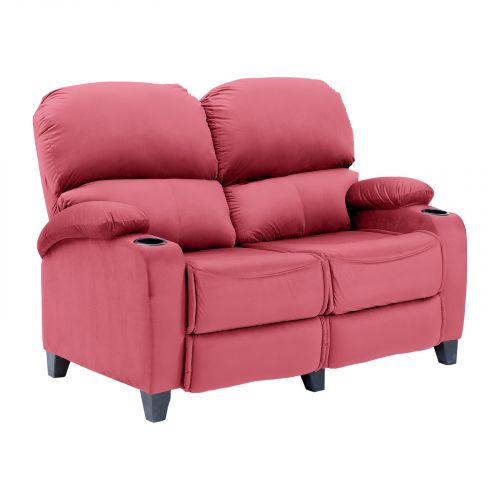 Velvet Double Classic Cinematic Recliner Chair, Dark Pink, NZ70, In House