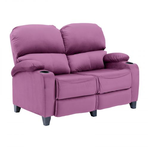 Velvet Double Classic Cinematic Recliner Chair, Light Purple, NZ70, In House