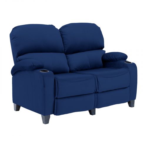 Velvet Double Classic Cinematic Recliner Chair, Dark Blue, NZ70, In House