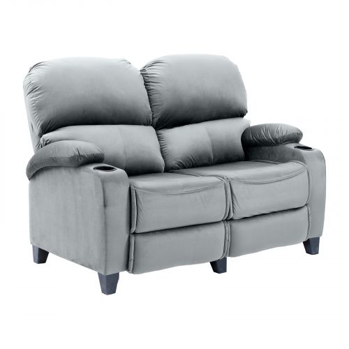 Velvet Double Classic Cinematic Recliner Chair, Gray, NZ70, In House