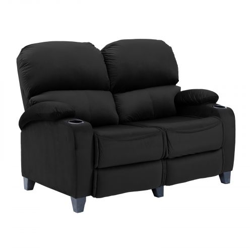 Velvet Double Classic Cinematic Recliner Chair, Black, NZ70, In House