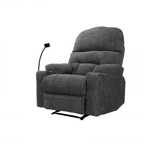 Bouclé Classic Cinematic Recliner Chair with Phone & Cups Holder, Grey, NZ80 PLUS
