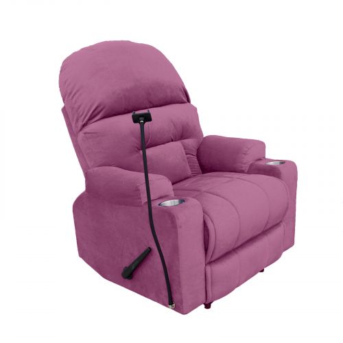Velvet Rocking Cinematic Recliner Chair with Phone Holder, Light Purple, NZ80 PLUS, In House