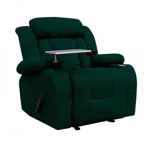 كرسي استرخاء سينمائي ثابت مع حامل لاب توب منجد بالكتان, أخضر غامق, NZ50 PLUS, إن هاوس