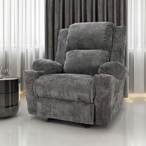 Lazy Troy Chanel Classic Recliner Chair with Cups Holder, Grey | In House