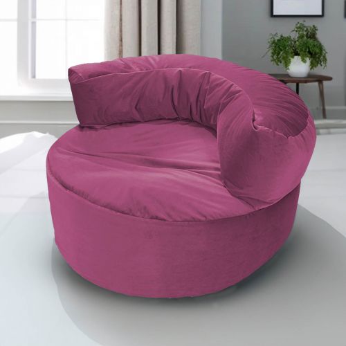 Julie | Velvet Bean Bag Chair, Dark Pink, In House