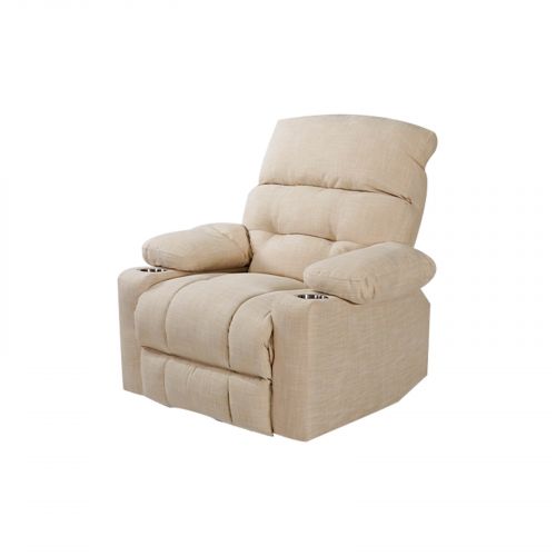 Burlap Classic Cinematic Recliner Chair with Cups Holder
