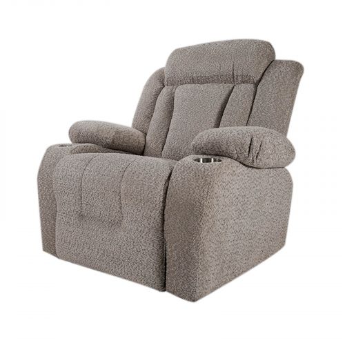 Bouclé Rocking Cinematic Recliner Chair with Cups Holder, Beige, NZ50