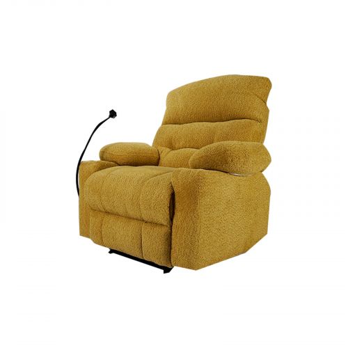 Bouclé Rocking Cinematic Recliner Chair with Phone & Cups Holder