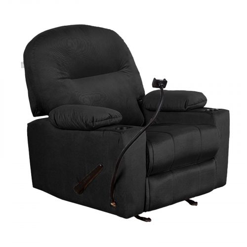 Velvet Rocking & Rotating Cinematic Recliner Chair with Phone & Plastic Cups Holder