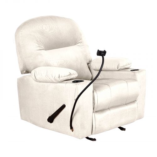 Velvet Rocking & Rotating Cinematic Recliner Chair with Phone & Plastic Cups Holder