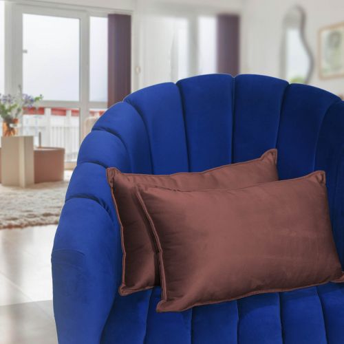 2 Pieces Velvet Decorative Cushion Set Solid Design, 50x30 cm, Brown