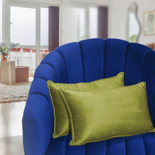 2 Pieces Velvet Decorative Cushion Set Solid Design, 50x30 cm, Yellow