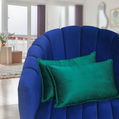 2 Pieces Velvet Decorative Cushion Set Solid Design, 50x30 cm, Dark Green