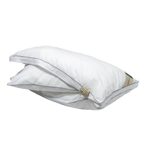 Secret Double Pillow with Silver line, 90x50 cm + 50x37 cm, Cotton with Nano Filling, White, In House