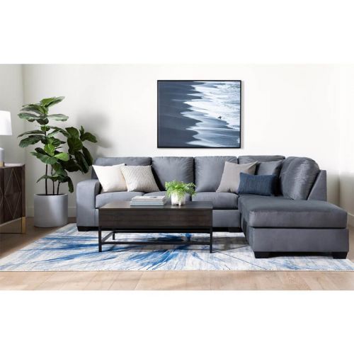 In House Corner Sofa Set with Left Arm Chaise Longue Linen Upholstered - 5 Seats - Dark Grey