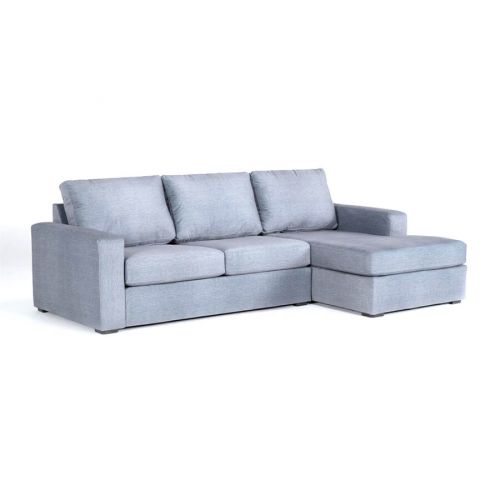 In House Corner Sofa Set with Left Arm Chaise Longue Linen In Upholstered - 3 Seats - Grey