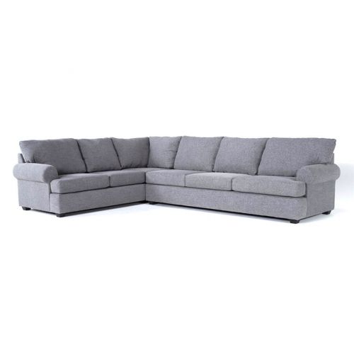 In House Modern Corner Sofa Set Linen Upholstered - 6 Seats - Grey