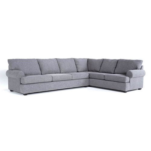 In House Corner Sofa Set Linen Upholstered - 6 Seats - Grey