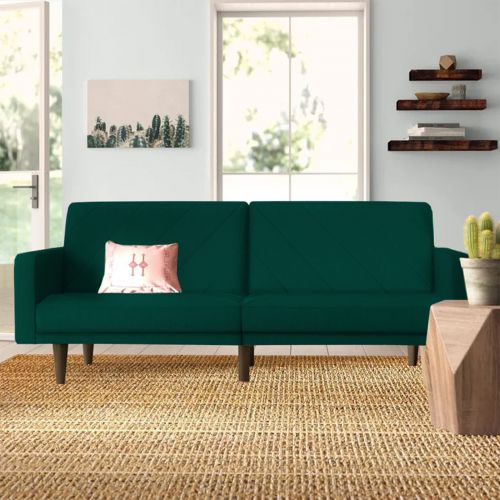 شهرزاد | أريكة على شكل سرير 2 في 1 منجدة بالمخمل, أخضر غامق
