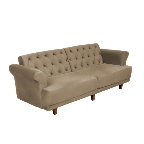 Nutella | 2 In 1 Sofabed Velvet Upholstered, Light Beige