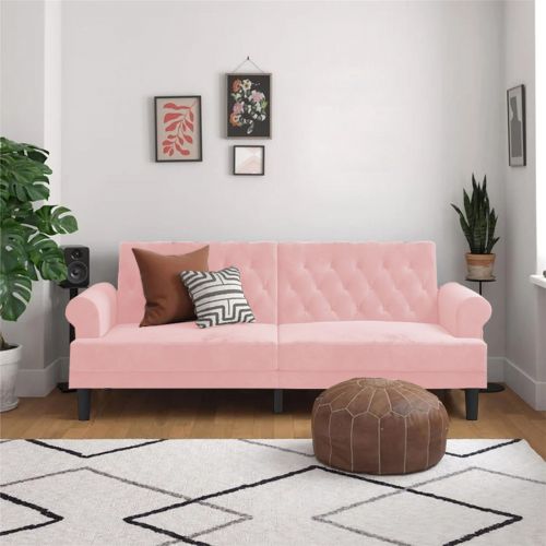 Nutella | 2 In 1 Sofabed Velvet Upholstered, Light Pink