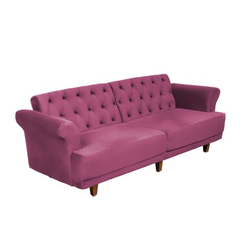 Nutella | 2 In 1 Sofabed Velvet Upholstered, Dark Pink