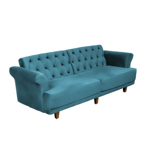 Nutella | 2 In 1 Sofabed Velvet Upholstered, Light Turquoise