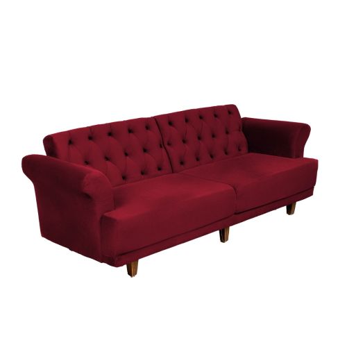 Nutella | 2 In 1 Sofabed Velvet Upholstered, Burgundy