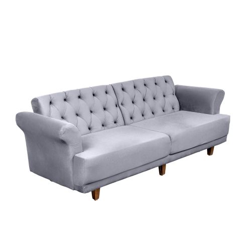 Nutella | 2 In 1 Sofabed Velvet Upholstered, Grey