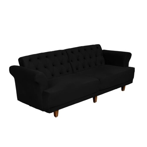 Nutella | 2 In 1 Sofabed Velvet Upholstered, Black