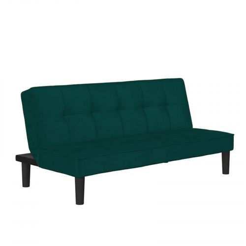 يومي | أريكة على شكل سرير 2 في 1 منجدة بالمخمل, أخضر غامق