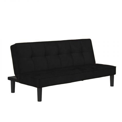 يومي | أريكة على شكل سرير 2 في 1 منجدة بالمخمل, أسود