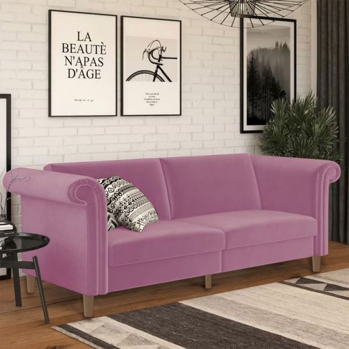 Serena | 2 In 1 Sofabed Velvet Upholstered, Light Purple