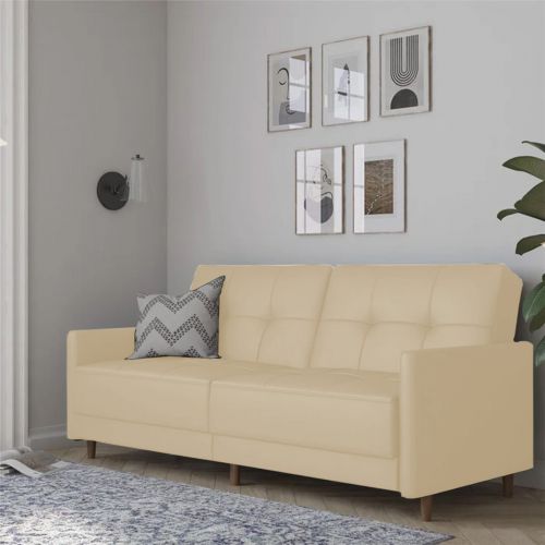 Leen | 2 In 1 Sofabed Velvet Upholstered, Light Beige
