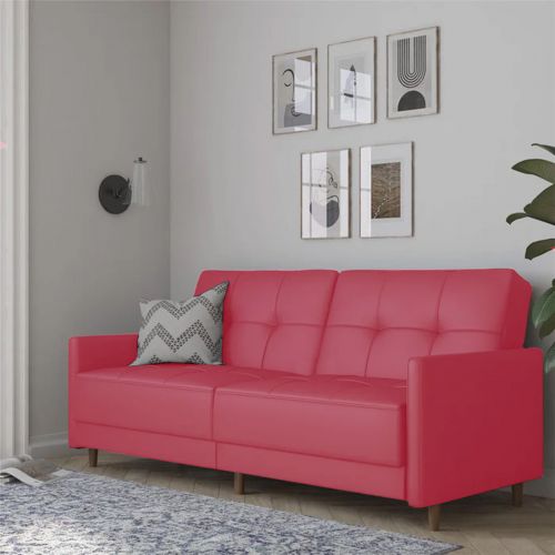 Leen | 2 In 1 Sofabed Velvet Upholstered, Dark Pink