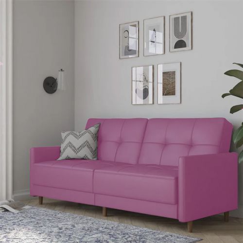 Leen | 2 In 1 Sofabed Velvet Upholstered, Light Purple