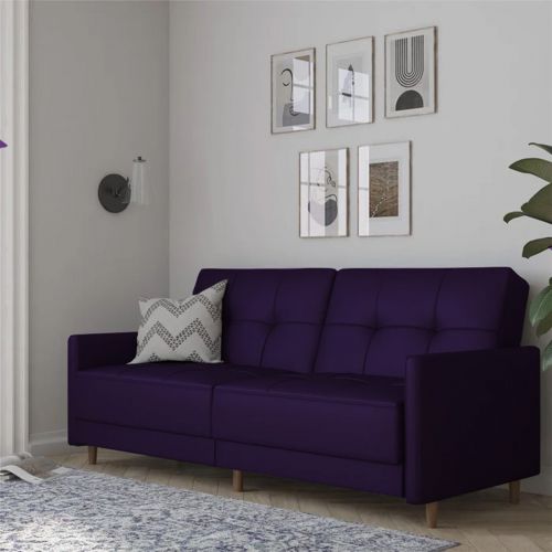 Leen | 2 In 1 Sofabed Velvet Upholstered, Dark Purple