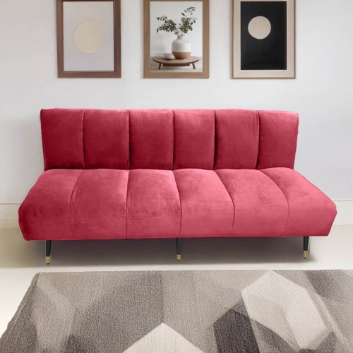 Sana | 2 In 1 Sofabed Velvet Upholstered, Dark Pink