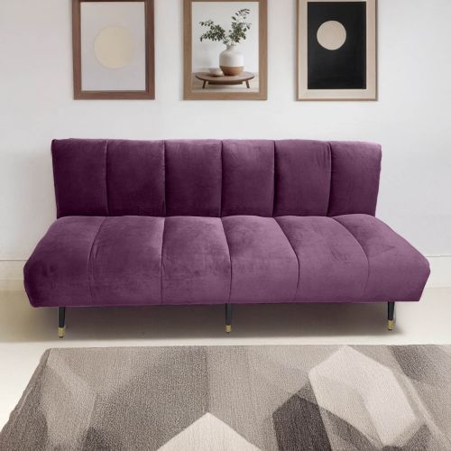 Sana | 2 In 1 Sofabed Velvet Upholstered, Dark Purple