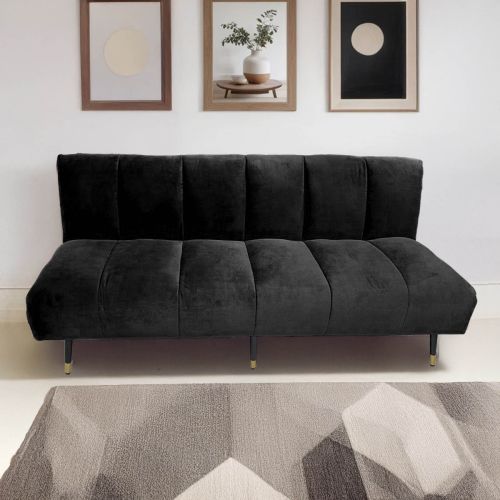 Sana | 2 In 1 Sofabed Velvet Upholstered, Black