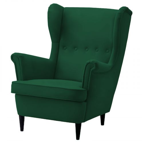 كرسي ملكي مخمل بظهرية مجنحة, أخضر غامق, E3 | إن هاوس