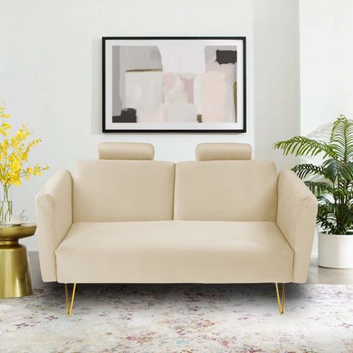 Rosela | 2 In 1 Sofabed Velvet Upholstered, Light Beige, In House