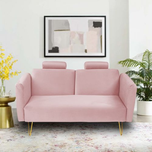 Rosela | 2 In 1 Sofabed Velvet Upholstered, Light Pink, In House