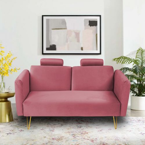 Rosela | 2 In 1 Sofabed Velvet Upholstered, Dark Pink, In House