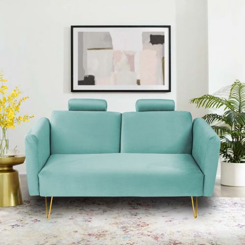 Rosela | 2 In 1 Sofabed Velvet Upholstered, Light Turquoise, In House